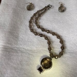 Smokey Topaz and Sterling 925 Pendant, Necklace, Earrings & Bracelet